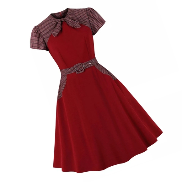 Plaid Pocket Swing Pin Up Dress - Picture 1 of 6